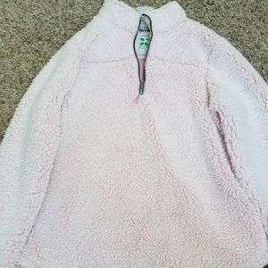 Green tea sherpa pink petal  pullover